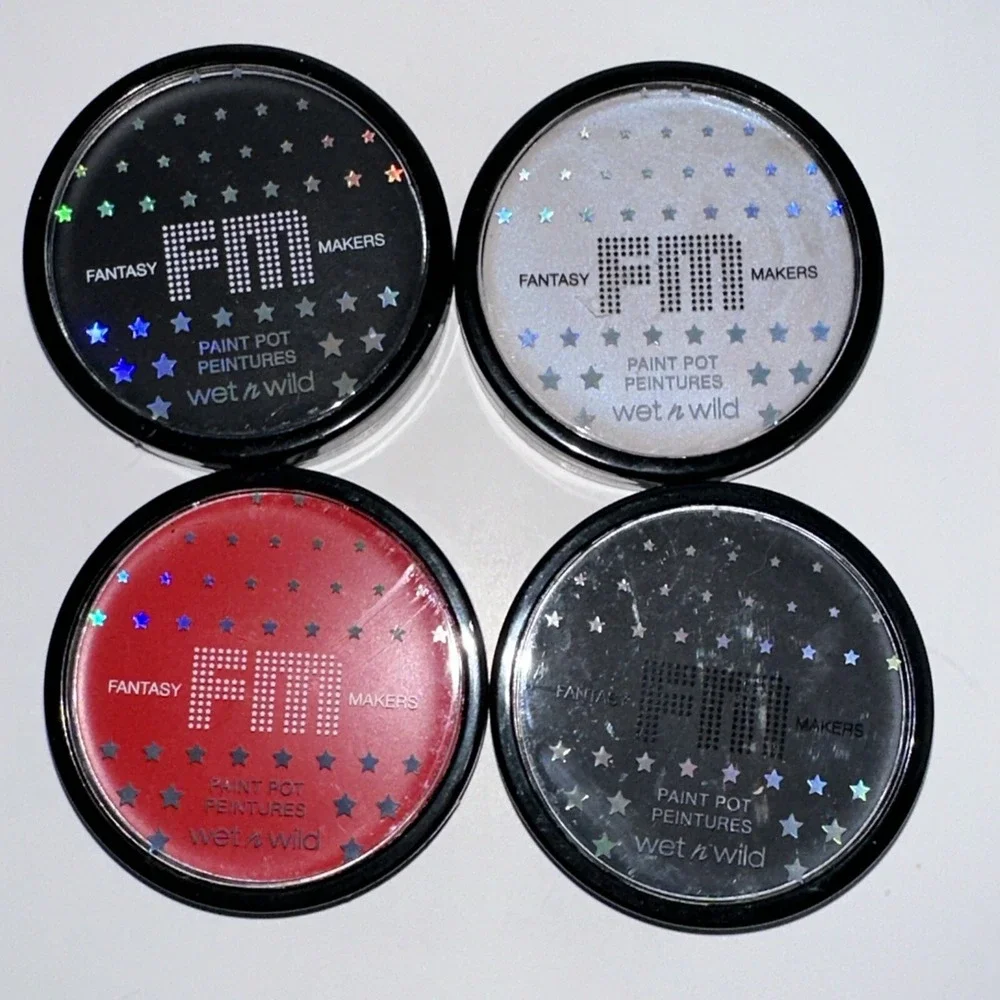 Wet n Wild Fantasy Makers Paint Pot 4pc Set Black White Red Iridescent Makeup
